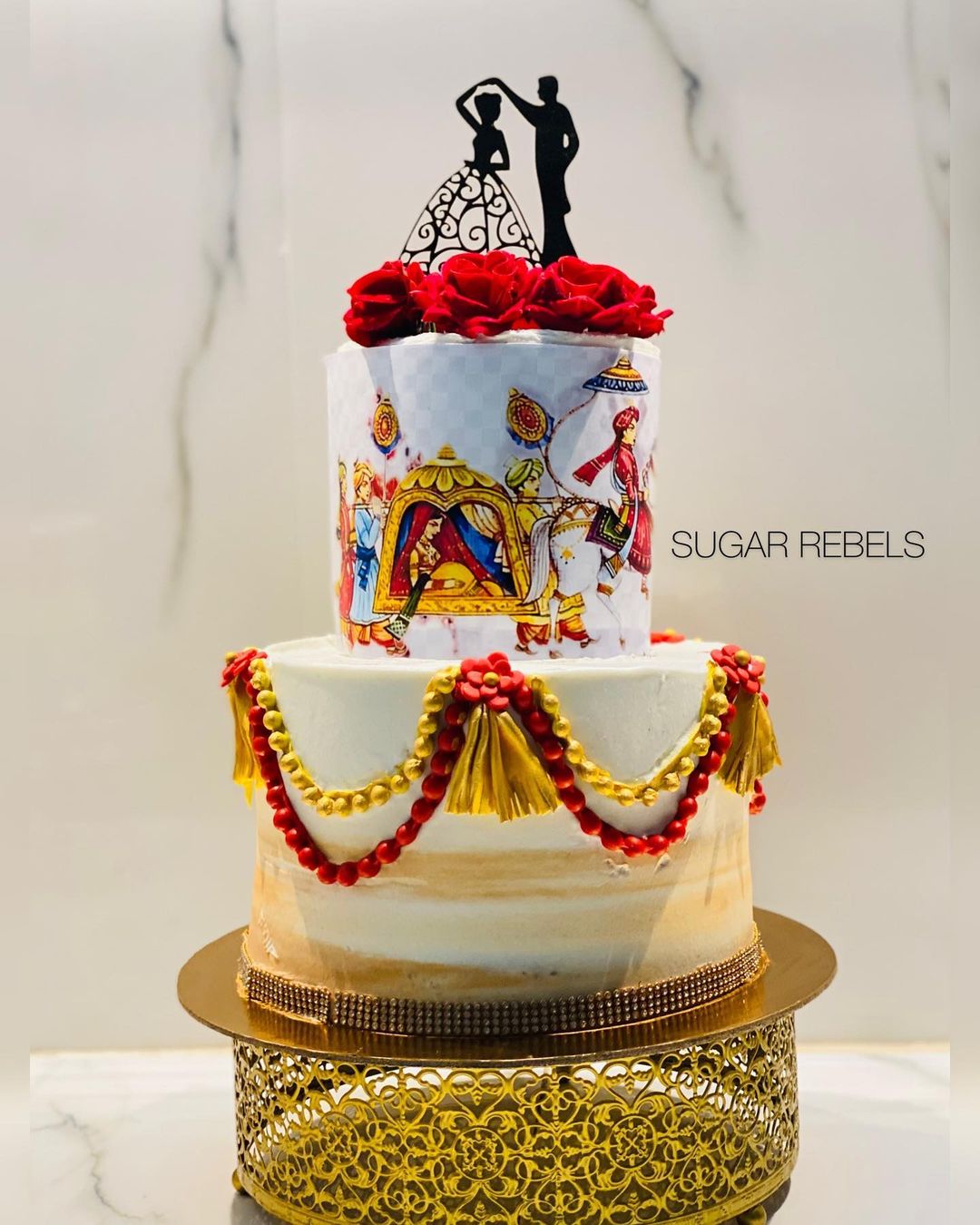 Wedding Flower Cake - Classic and Beautiful Wedding Cake - Decorated with  White Roses - Ai Generated Stock Illustration - Illustration of couple,  food: 270958111